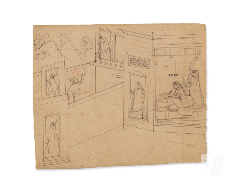 A group of nineteen drawings depicting the abduction of Rukmini by Krishna, India, Guler or Kangra, Late 18th / Early 19th century - 图12
